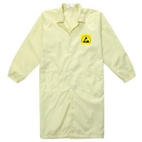 Antistatic Apron Coat - Polyester-cotton-carbon Blend, Sizes M-xxl, Color Options: White & Blue | Full Sleeves, Polo Collar, Breathable & Quick Dry