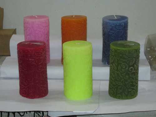 multi color pillar candles