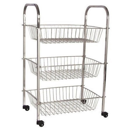 Silver Stainless Steel Kitchen Trolley