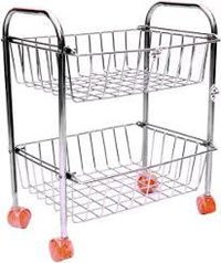 Silver Stainless Steel Kitchen Trolley