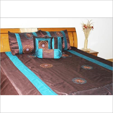 Designer Bedding Set - King Size Cotton Brown Flower Embroidery | Breathable Printed Pattern for Home and Hotel