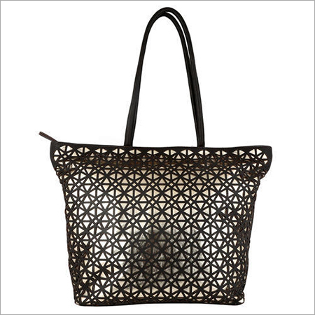 Black, Golden Bharat Exim Designer Leather Bag - Pure Leather, Black Color, Handles Included | Elegant Leather Craftsmanship for Stylish Use