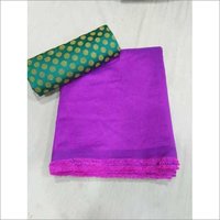 New Embroidery Sana Silk Sarees - Silk Material, 5.5 Mtr Length, 0.8 Mtr Blouse | Available In Red, Green, Pink, Blue, Purple - Plain Design, Indian Style