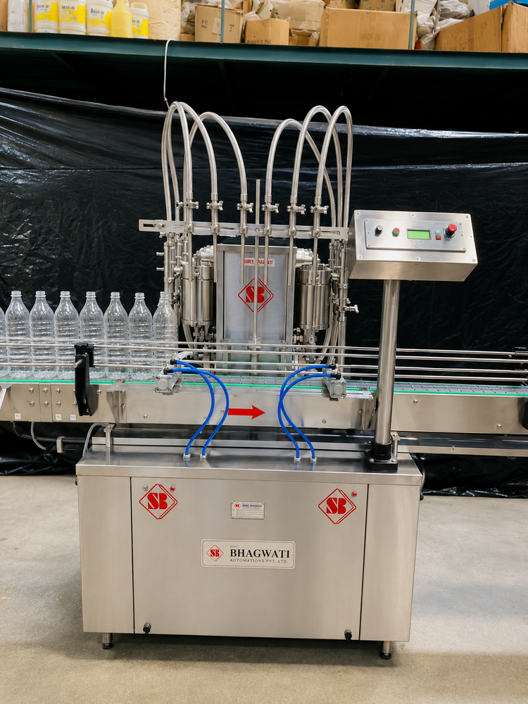 Automatic Eight Heads Volumetric Liquid Filling Machine - Color: Silver