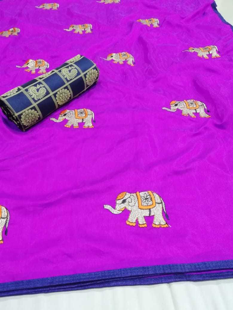 New Embroidery elephant silk sarees