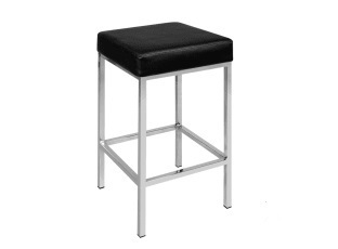 Set Of 2 Pu Leather Square Kitchen Bar Stool Black No Assembly Required