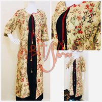 Printed Jacket With Rayon Ankle Length Inner Kurti