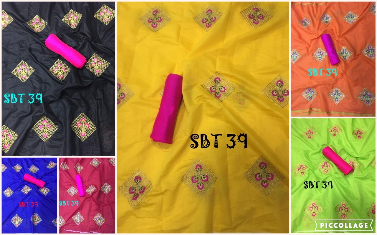 Heavy Embroidery Work Cotton Saree