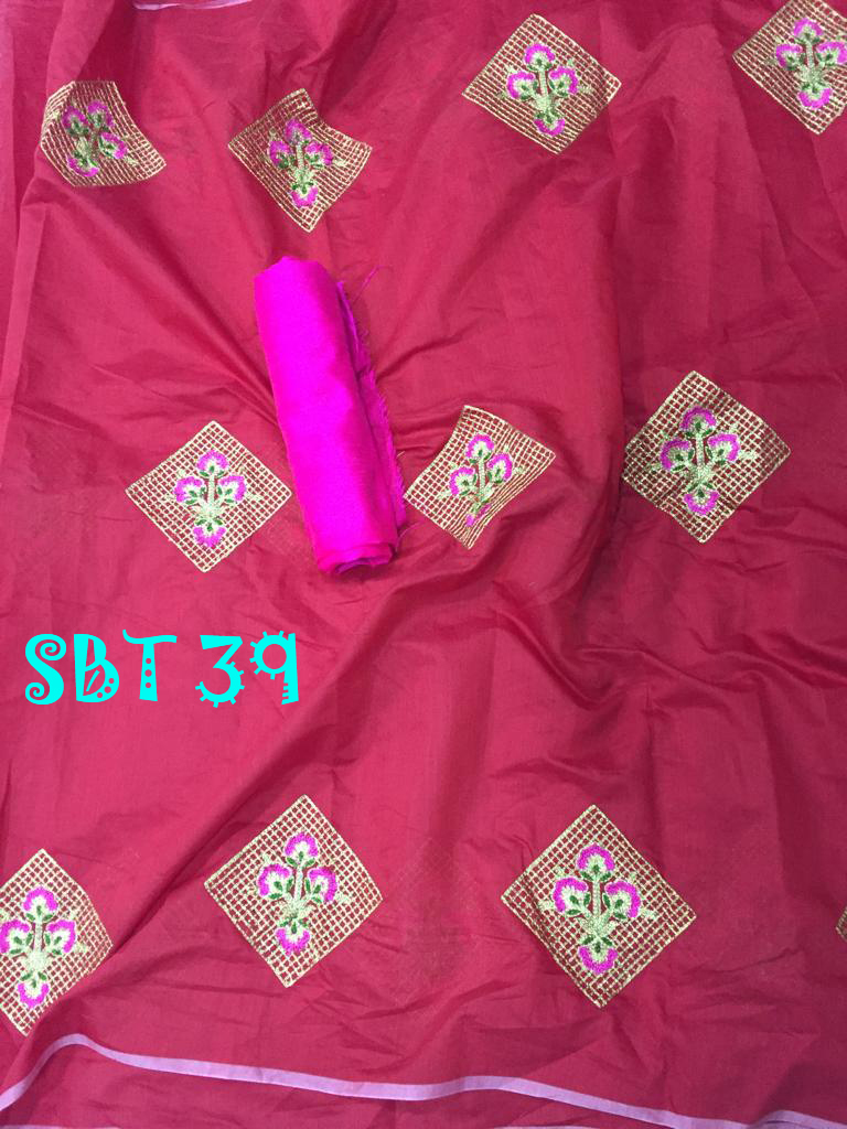 Heavy Embroidery Work Cotton Saree