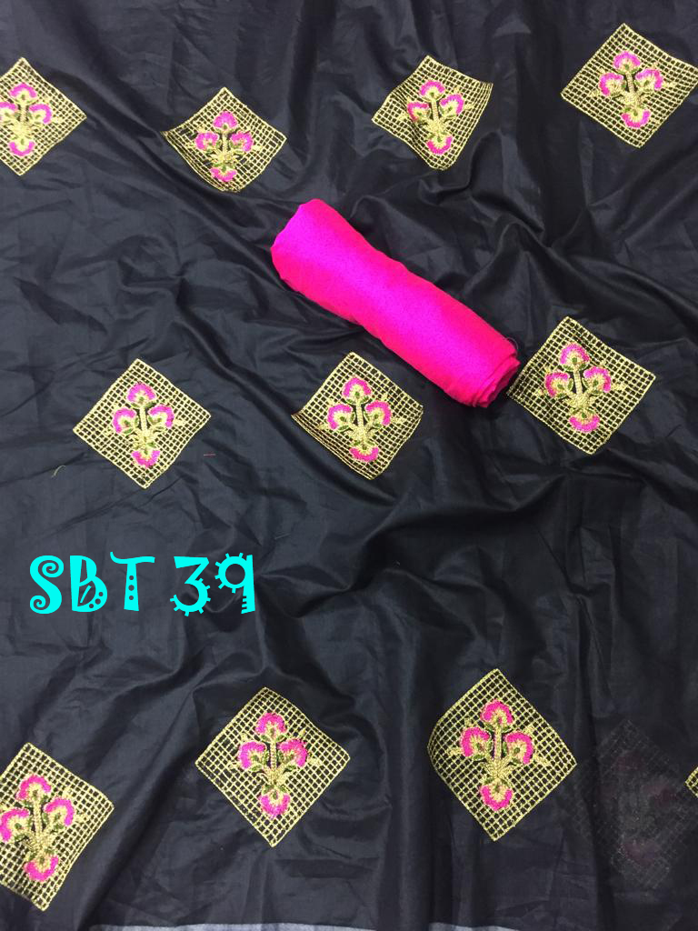 Heavy Embroidery Work Cotton Saree