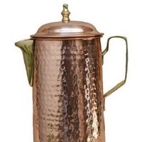 Copper Jug - 1.5 Liters, 12 Inches Height X 8 Inches Width | Elegant Brass Handle And Lid