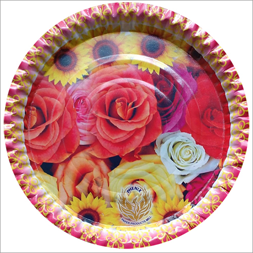 Disposable Paper Plate - Paper, 10 Inch, Red, 0.2mm Thickness | Eco-Friendly, Biodegradable, Durable, Floral Print, Bulk Packaging