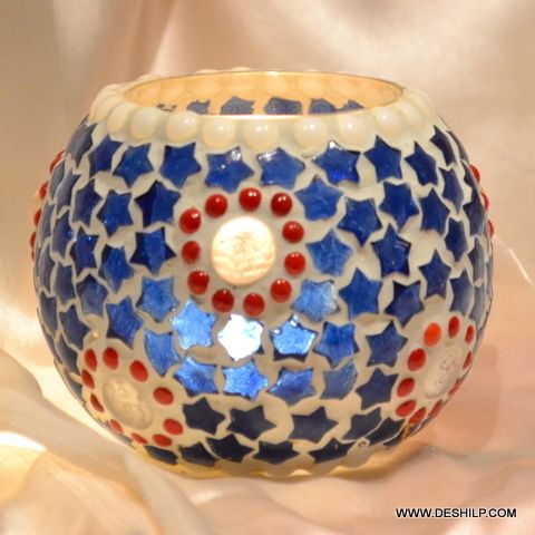 STAR DESIGN ROUND GLASS CANDLE HOLDER