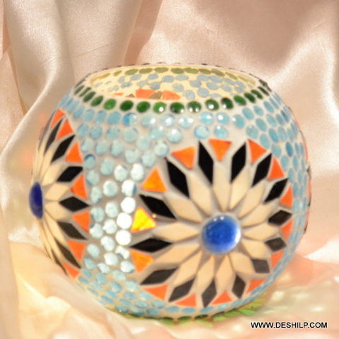MystiGlow Multicolor Glass Candle Bowl