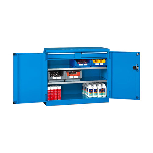 Storage Cabinet - Steel, Hinged Doors, Powder-Coated Finish | Chemical Resistant, Durable Build, Robust Design, Adjustable Shelves, Secure Locking System, Optional Ventilation