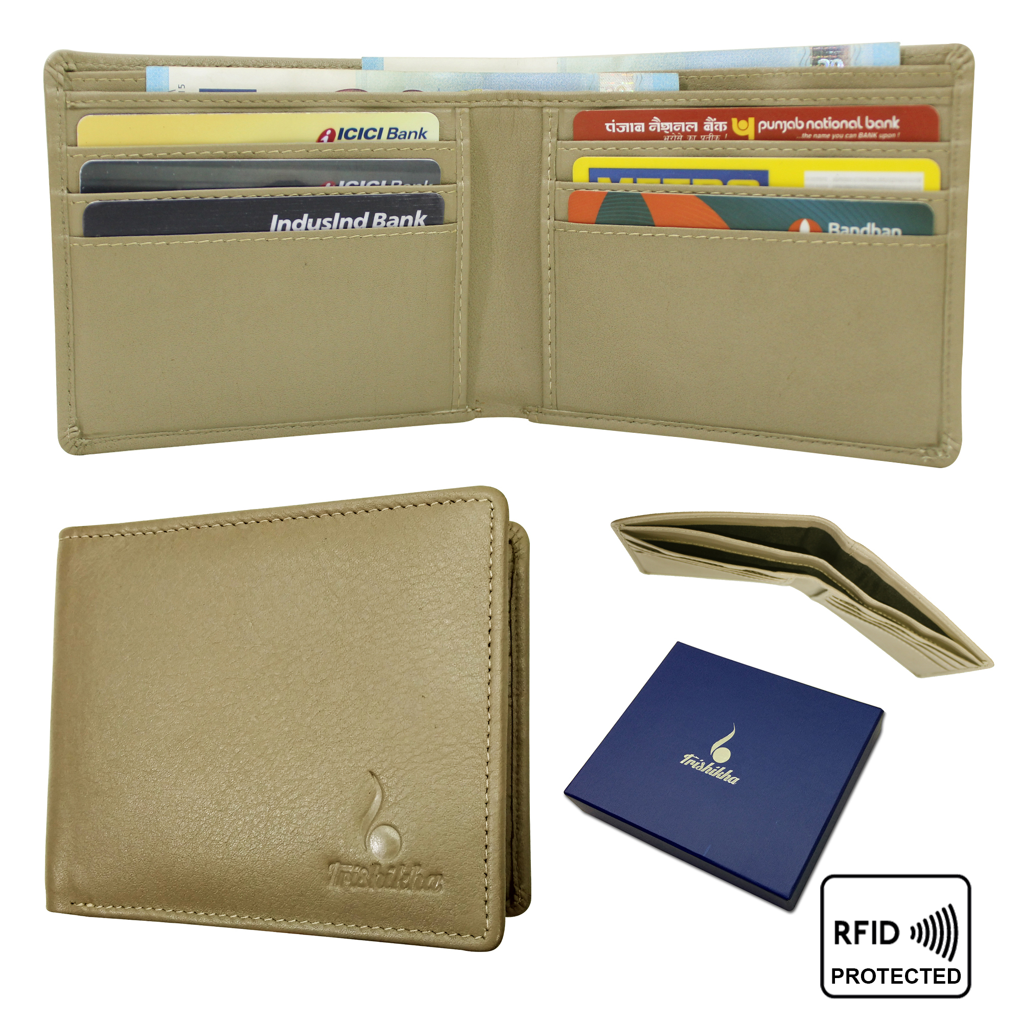 Genuine leather RFID Slim Bifold Wallet