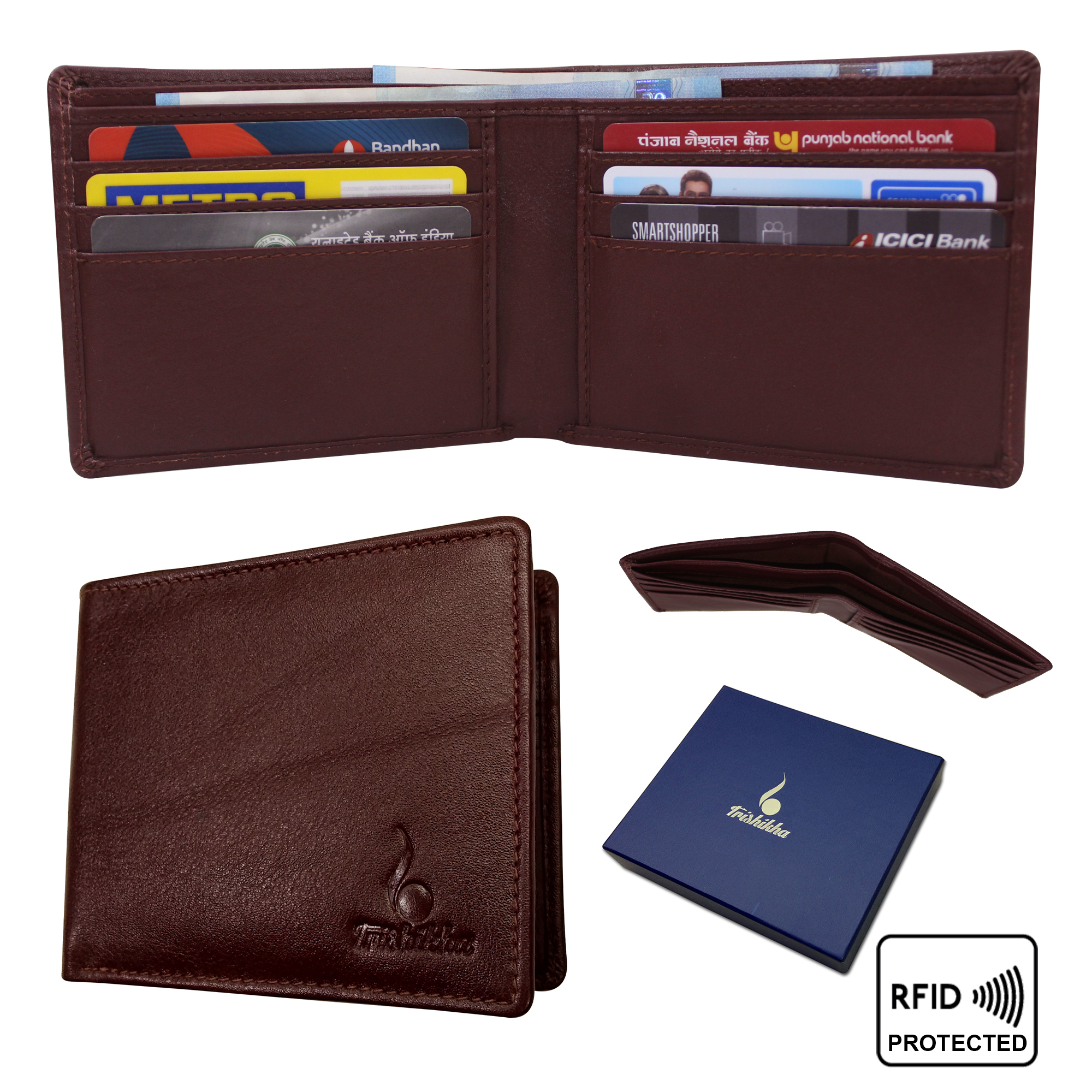 Genuine leather RFID Slim Bifold Wallet