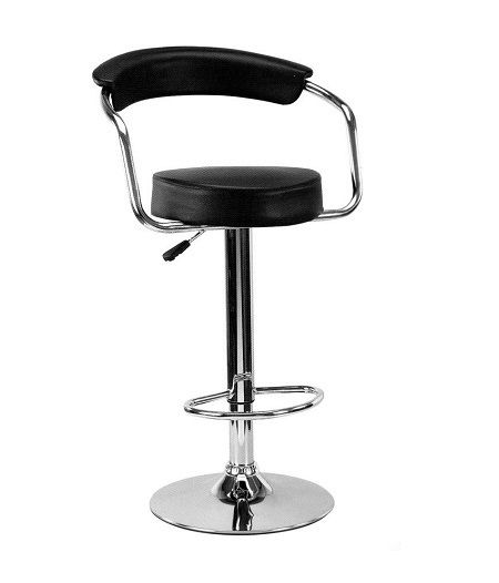 Brushed Steel Bar Stool with Faux Leather Padded Seat