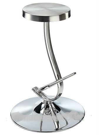 Brushed Steel Bar Stool with Unique Pedestal