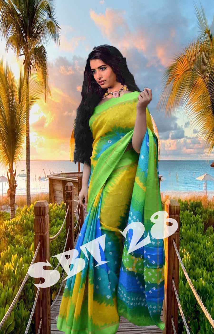 New printed silk saree