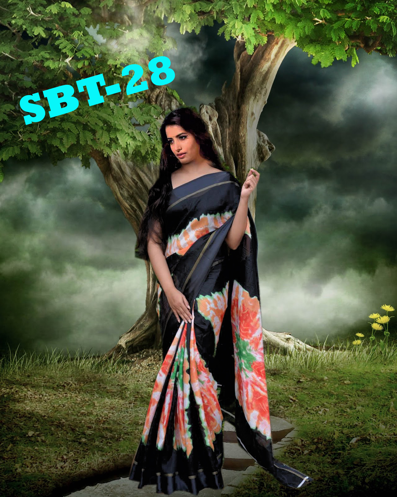 New printed silk saree