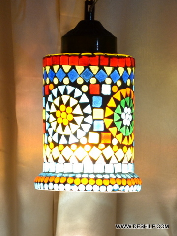 Multi Mosaic Glass Wall Hanging Lamp For Hotel Decor - Color: Multicolor