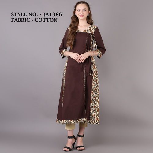 Brown A-Line Cotton Kurti