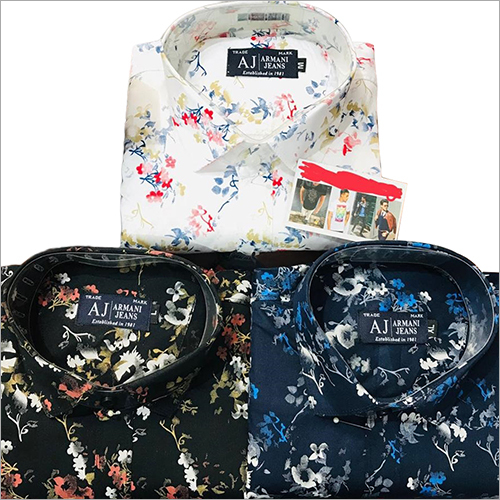 Mens Printed Party Wear Shirt - Cotton, Multiple Sizes, White, Floral Pattern | Stylish, Skin Friendly, Easy Wash, Customizable, Regular Fit
