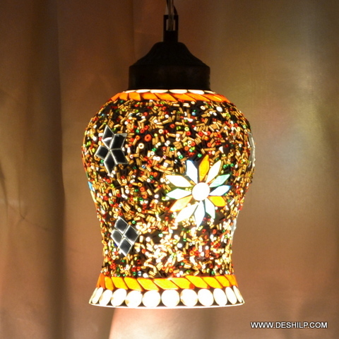 multicolored flower design MULTI MOSAIC GLASS WALL HANGING LAMP