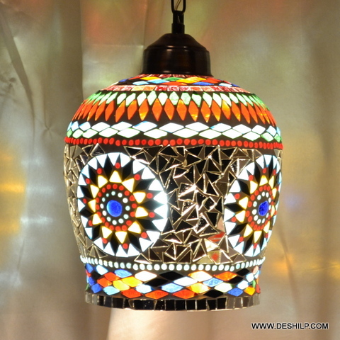 round traditional multicolor Mosaic Handmade Glass Wall Hanging