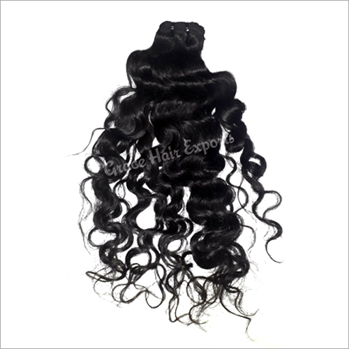 Black Virgin Weft Curly Hair Extension