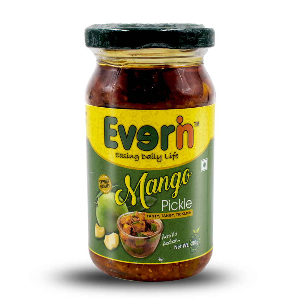 200 Gram Mango Pickle - 200g Glass Jar Spicy Flavor with Mustard Oil 18 Months Shelf Life | 24 Units Per Carton Round Pieces Rich in Carbohydrates