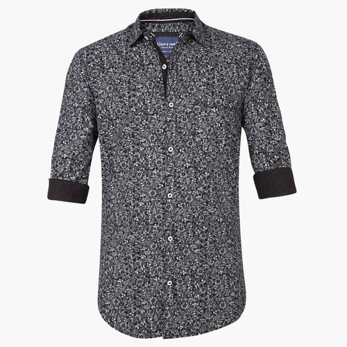 Casual Shirt - Cotton, Sizes S to XXL, Black Color | Breathable, No Fade, Washable, Printed Design, Full Sleeves, Standard Collar