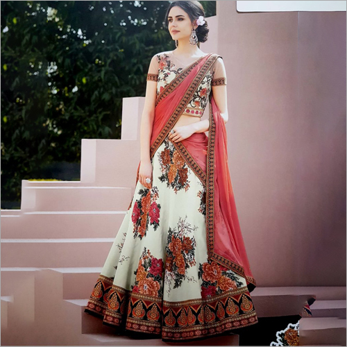 Red And White Ladies Designer Lehenga