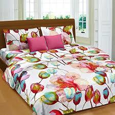 Double Bed Sheet - 100% Cotton, Lightweight with Floral Print , Soft Feel & Washable Design for Vintage Chic Bedding