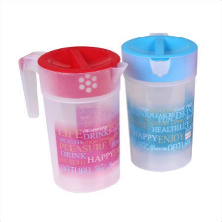 Printed Plastic Jug - PVC Material, Holds Approximately 6 Glasses, Transparent with Floral Print , Vibrant Colors and Seamless Finish