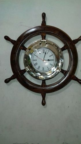 Nautical Ship Wheel Clock By I. F. EXPORTS CORPORATION