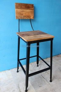wooden seat top with four legs industrial stool