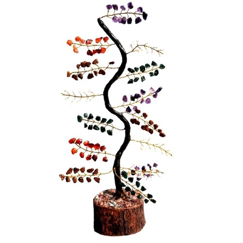 Natural Multistone M-Seal Golden Wire Zig-Zag Tree By SATYAMANI