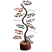 Natural Multistone M-Seal Golden Wire Zig-Zag Tree