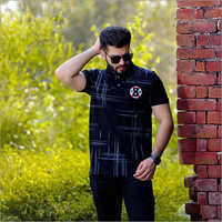 Mens Designer T-shirt - 80% Cotton 20% Polyester, Short Sleeves, Polo Collar, Available In Red, Mauve, Black, Jade, White, Mustard, Navy, Sizes M-xxl