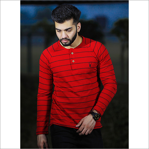 Mens Round Neck Lining Polo T Shirt