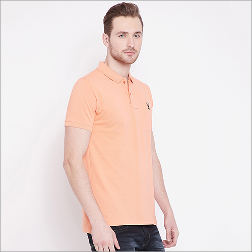 Mens Peach Color Polo T-Shirt