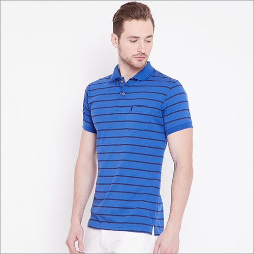 Mens Dark Blue Color Stripe T Shirt