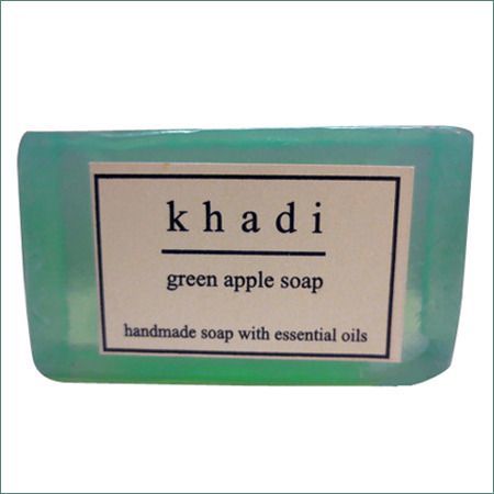 Khadi Apple Soap - Natural Ingredients | Green Color, Handmade, Apple Scent, Anti-aging, Moisturizing, Refreshing, Conditioning, Antioxidant, Blemish Treatment, Tan Removal