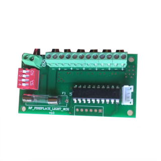 12V Output Fireplace Control Board FR-001 - PCB 110x65mm, 1mm Thickness, Remote Heat & Fan Control, 12V 3A Output