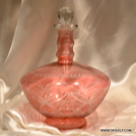 Red Pink Color Glass Perfume Decanter