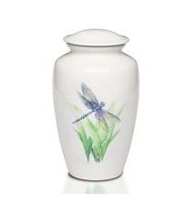 Hand Painted Dragonfly Memorial Metal Cremation Urn