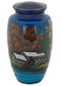 Hand Painted Lighthouse Memorial Metal Cremation Urn