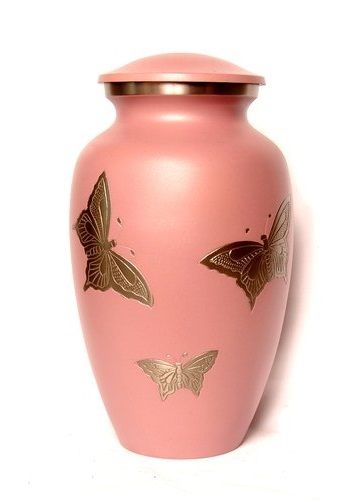 Butterfly in Pink Metal Cremation Urn
